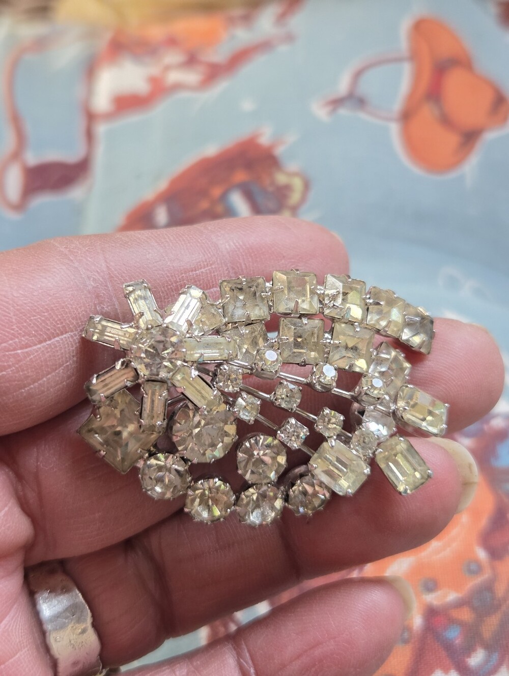 Vintage 50s Continental Crystal Spray Brooch
